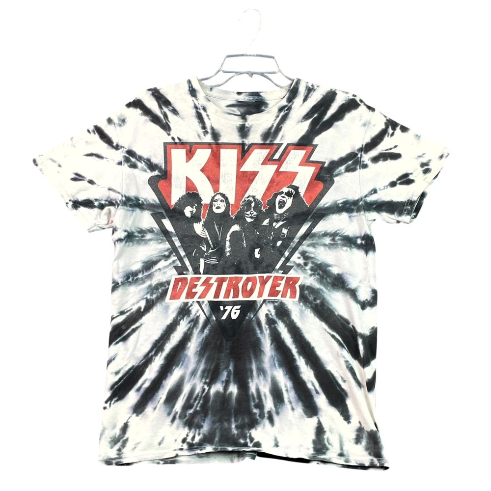 KISS Destroyer 1976 Band T-Shirt Mens Medium White Tie Dye Graphic Rock Music